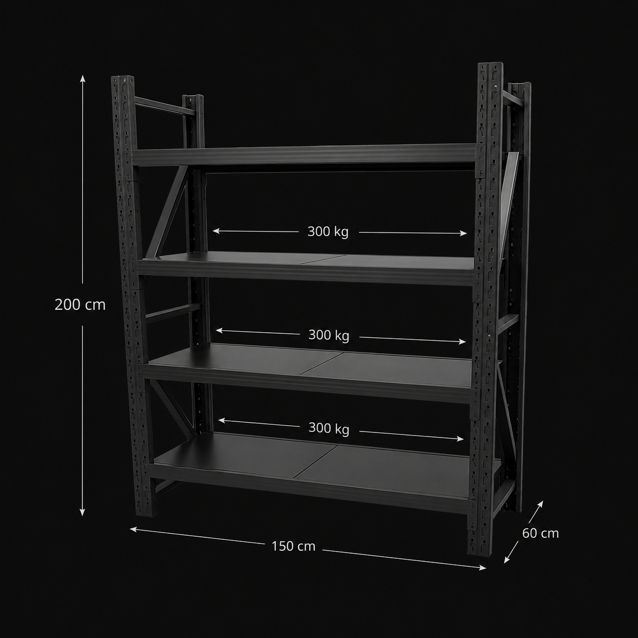 Mini Porta-Pallet 150cm Preto - Medidas