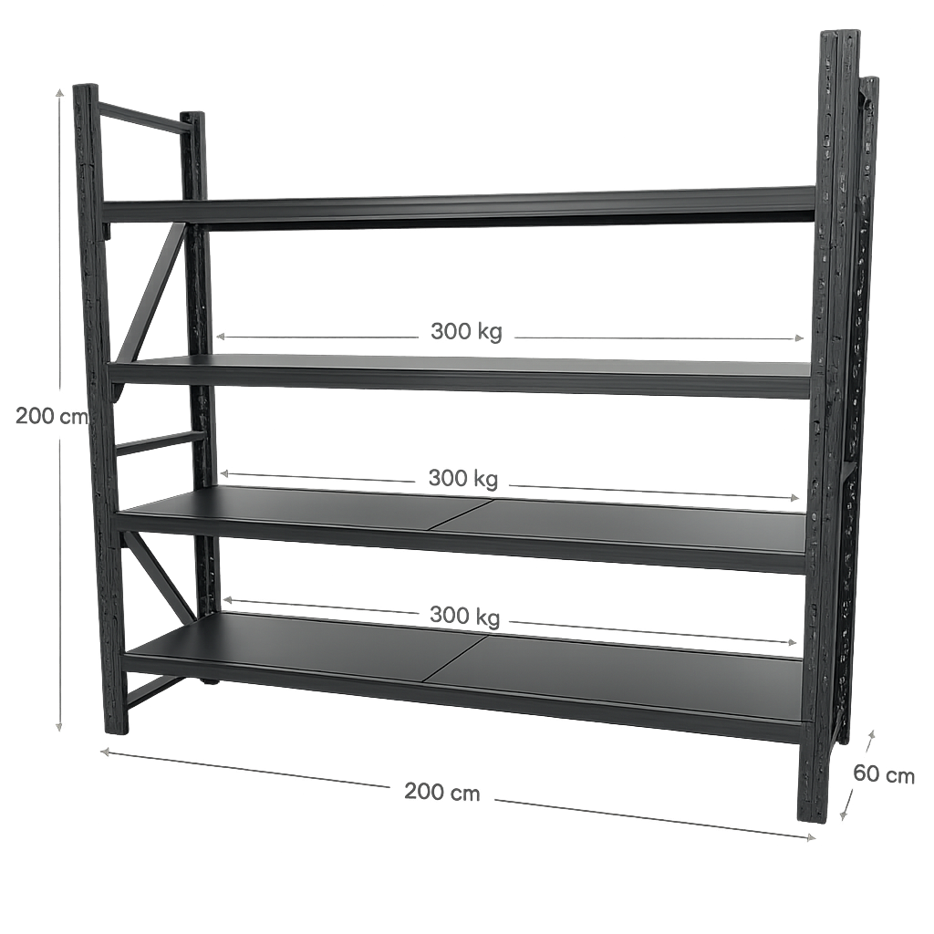 Mini Porta-Pallet 200cm Preto - Medidas